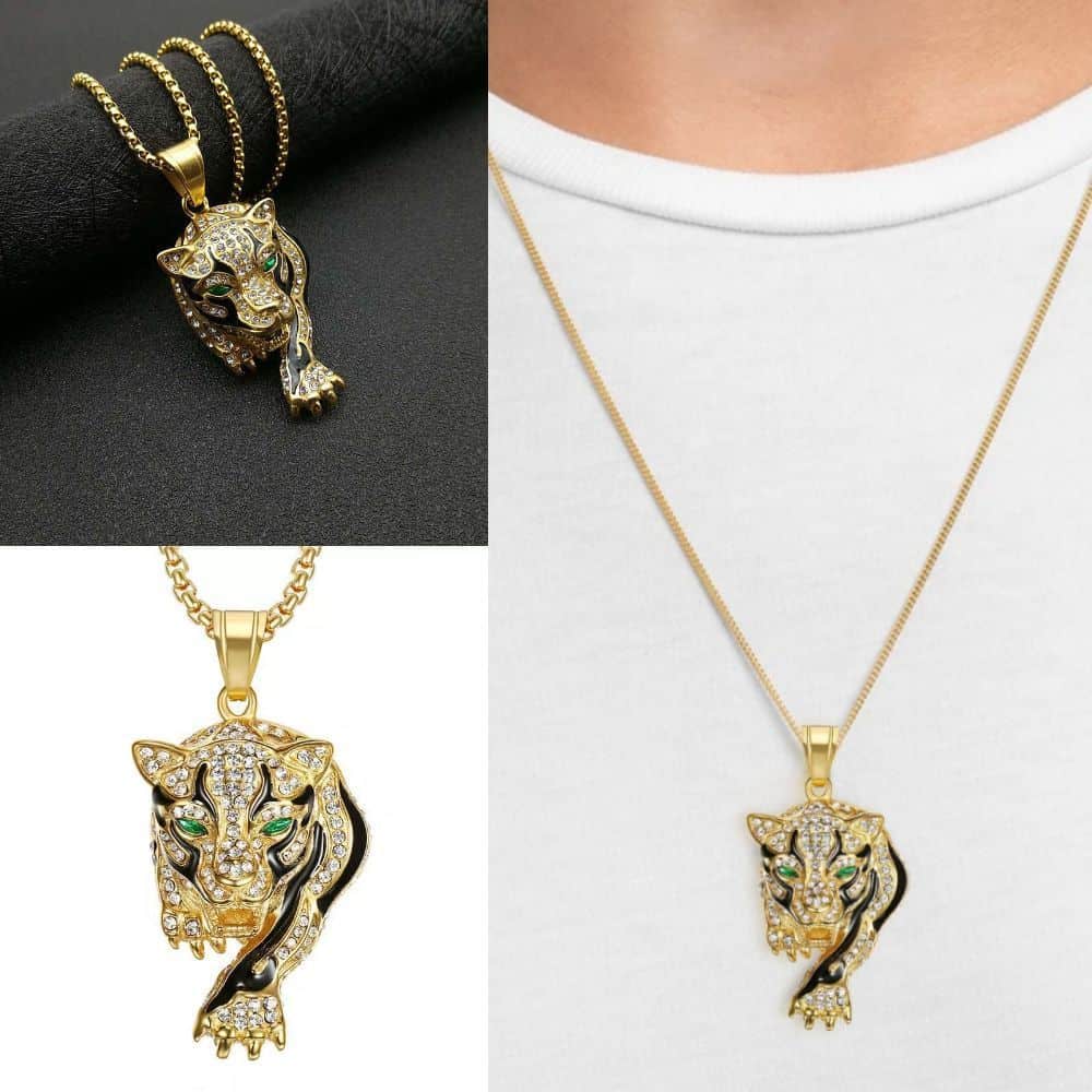 Ukrasna zlatna ogrlica s tigrom
