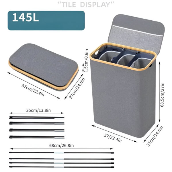LaundryEase™ - Košara za rublje s tri pretinca - Slika 5