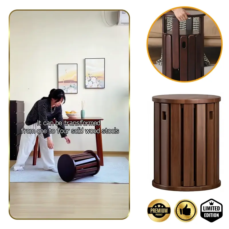 Quado™ - Višenamjenski 4-u-1 stolić od punog drveta s integriranim stolicama